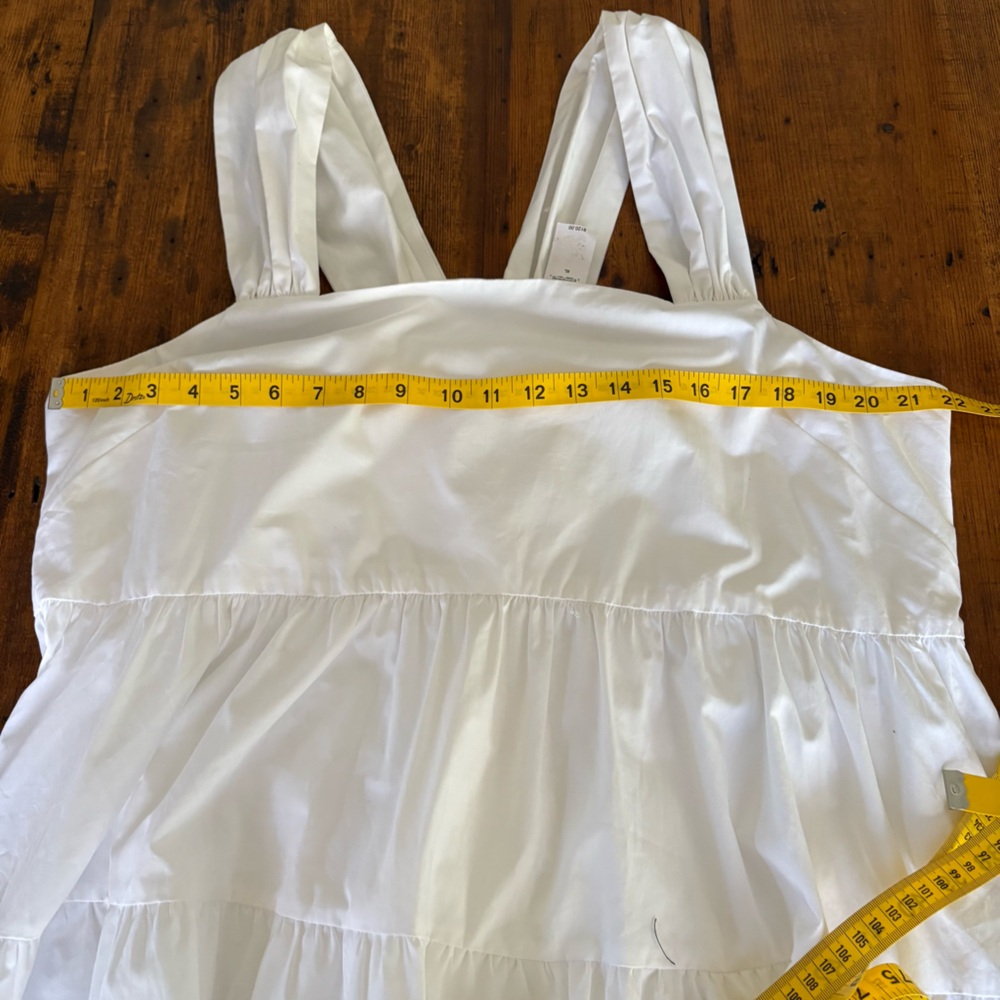 Banana Republic Square Neck White Cotton Tiered Wide Strap Mini Dress Sz XL - Picture 5 of 9